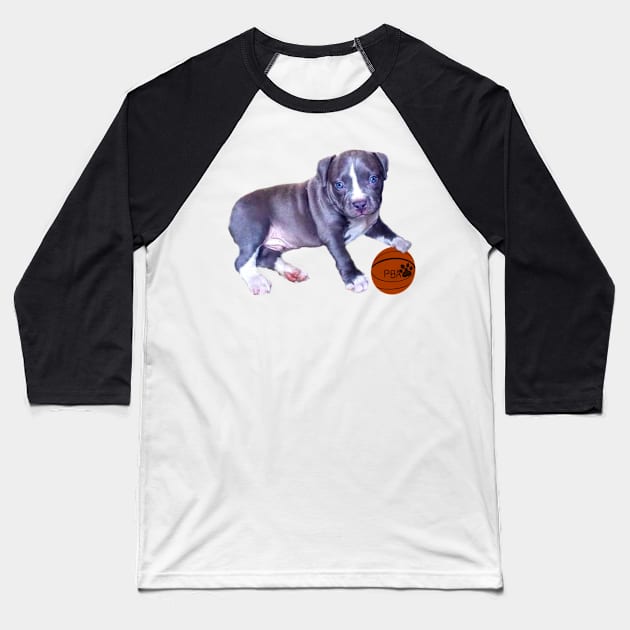 Blue line pit bull dog basket ball player- cute pitbull in the with it’s pitbull basketball association ball Baseball T-Shirt by Artonmytee